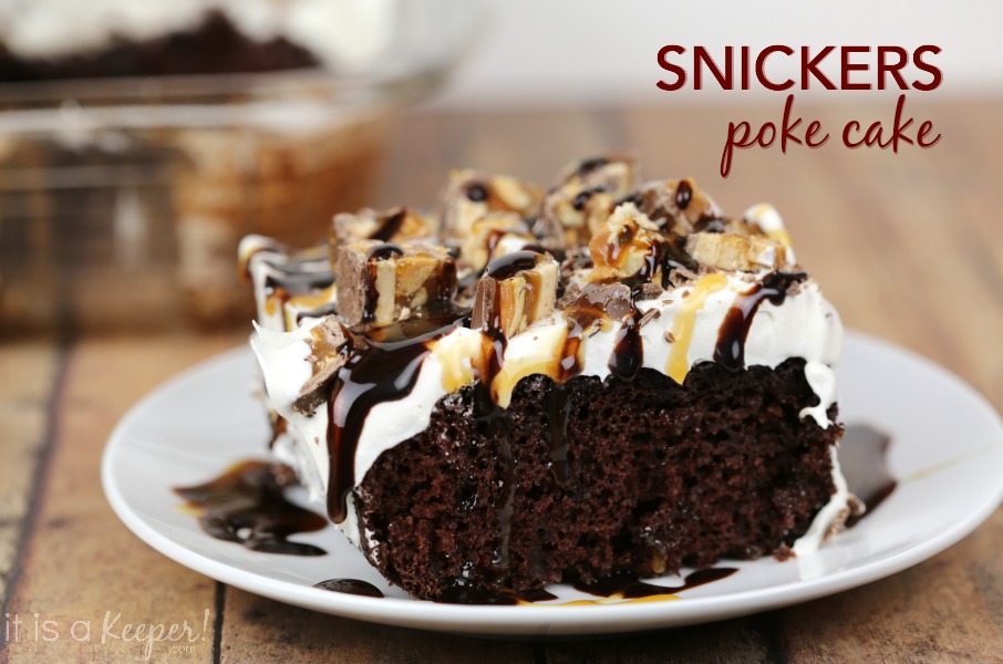 potluck recipes - snickers poke caked