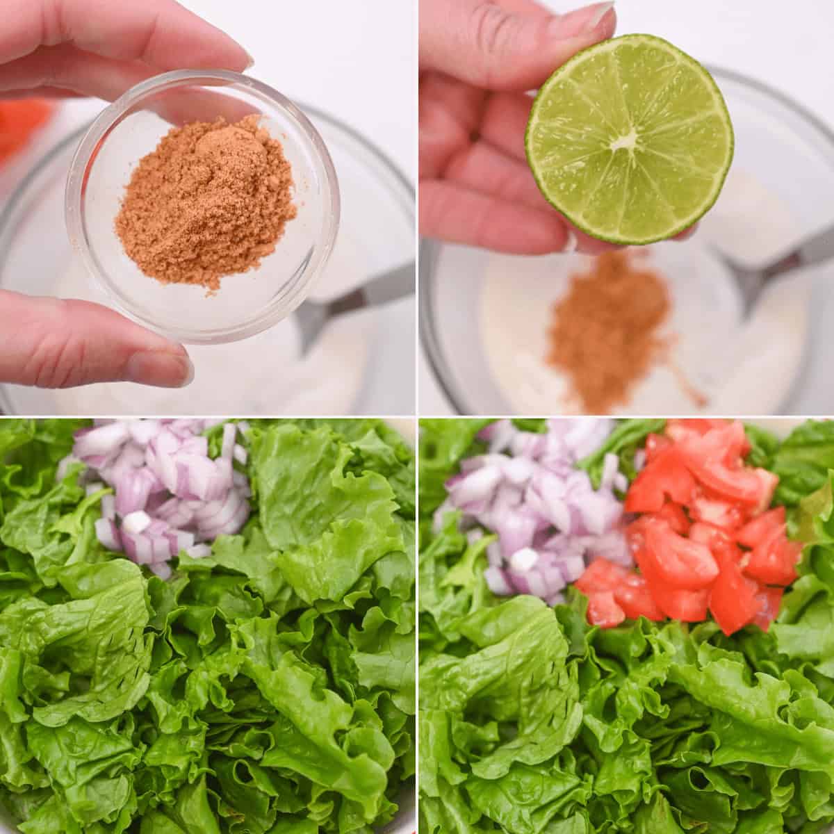 Preparing the greens and the vegetables.