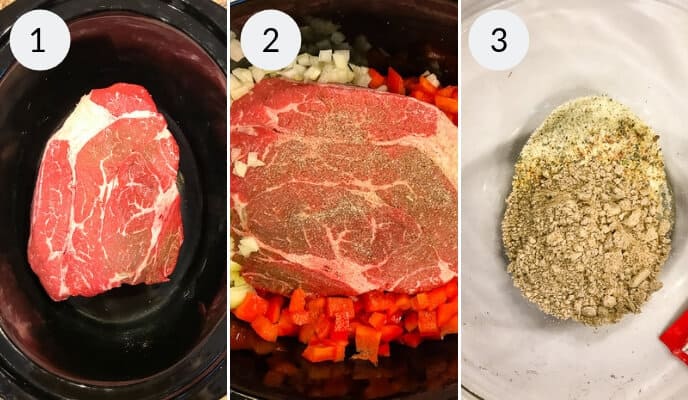 Step by step instructions for making slow cooker Italian Beef