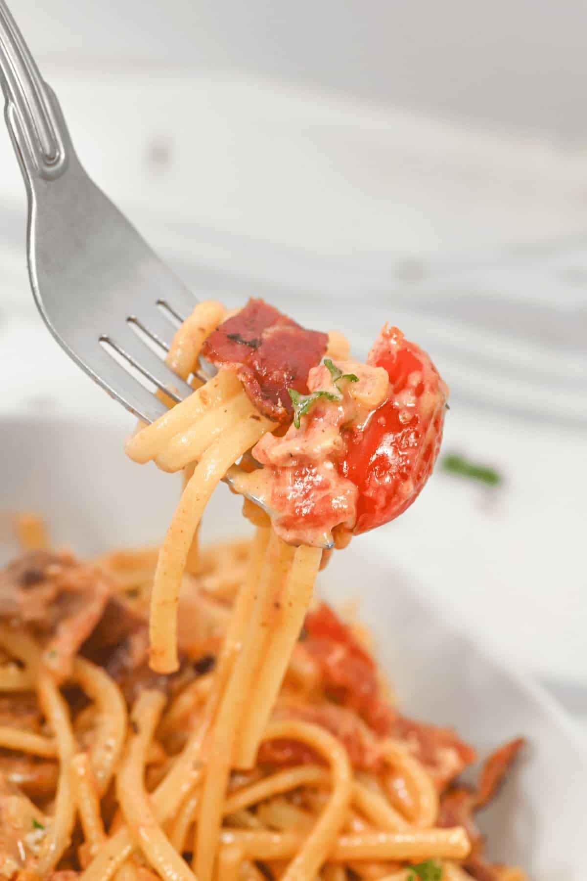 A fork of the finished meal.