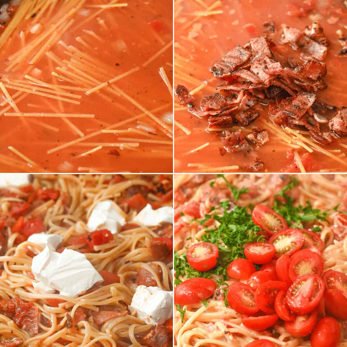 Finishing the dish and topping with cheese and tomatoes.