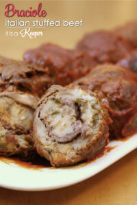 Braciole - this recipe is a traditional Italian recipe of beef that is stuffed and braised in tomato sauce
