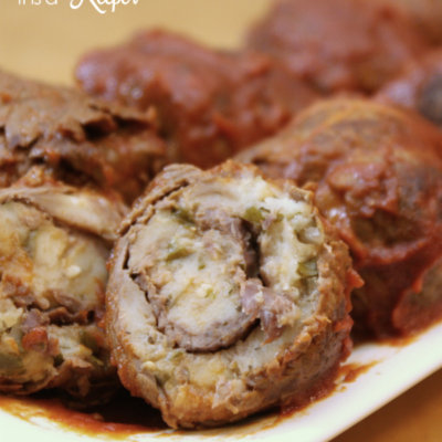 Braciole - this recipe is a traditional Italian recipe of beef that is stuffed and braised in tomato sauce