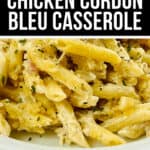 A plate of chicken cordon bleu casserole with a "make ahead" label at the top.