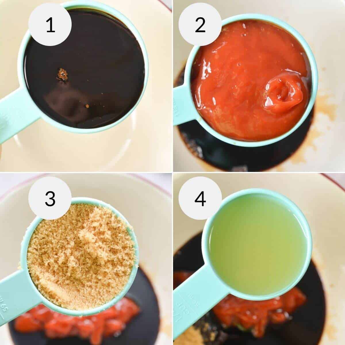 Creating the Asian sauce for the chicken dish.