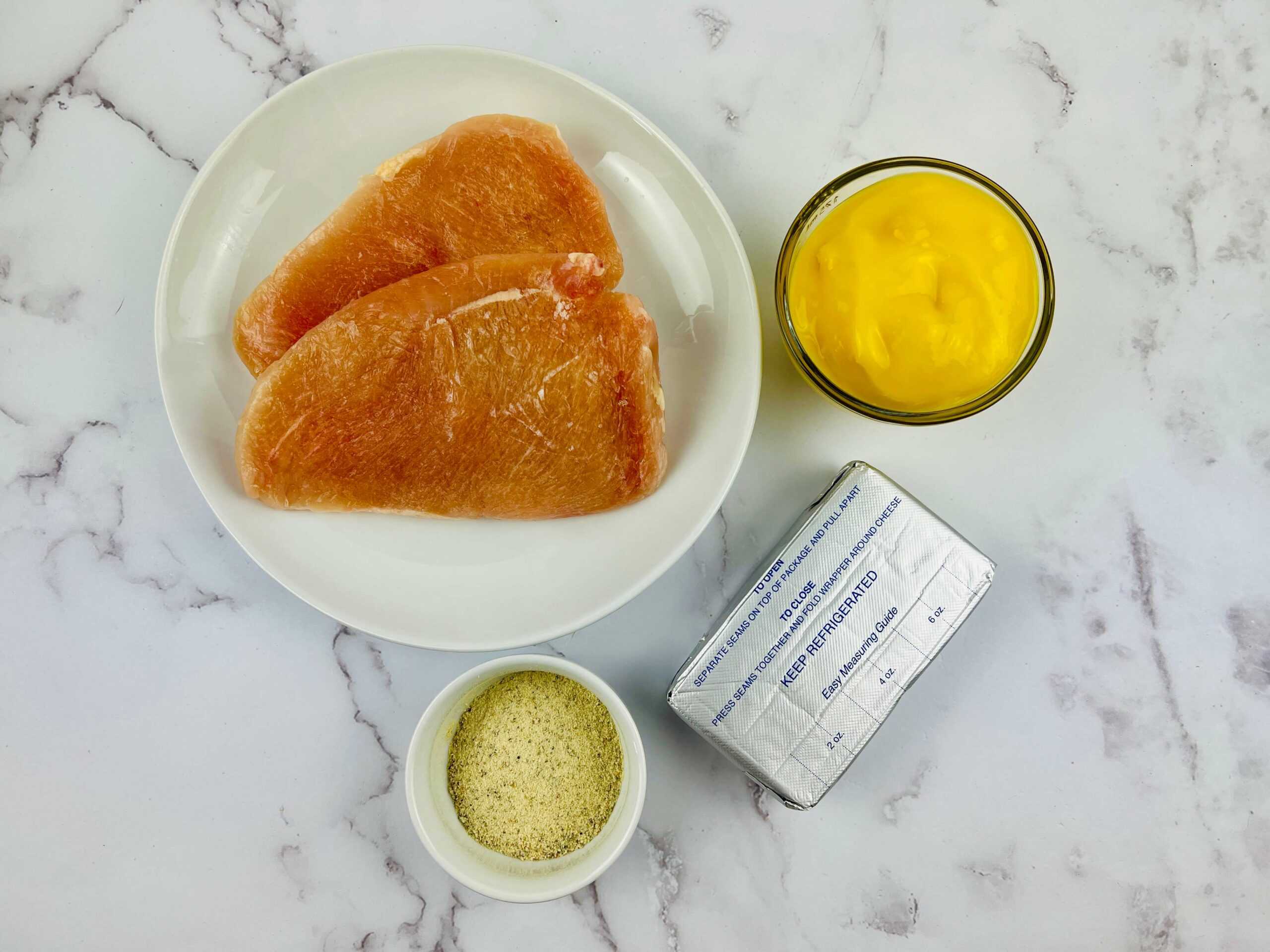 Cream cheese, meat and seasoning for the dish.