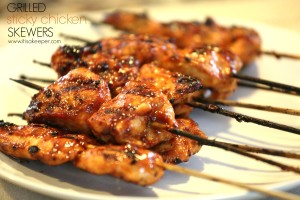 Grilled Sticky Chicken Skewers from It's a Keeper