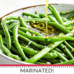 Italian Green Beans marinated in a bowl.