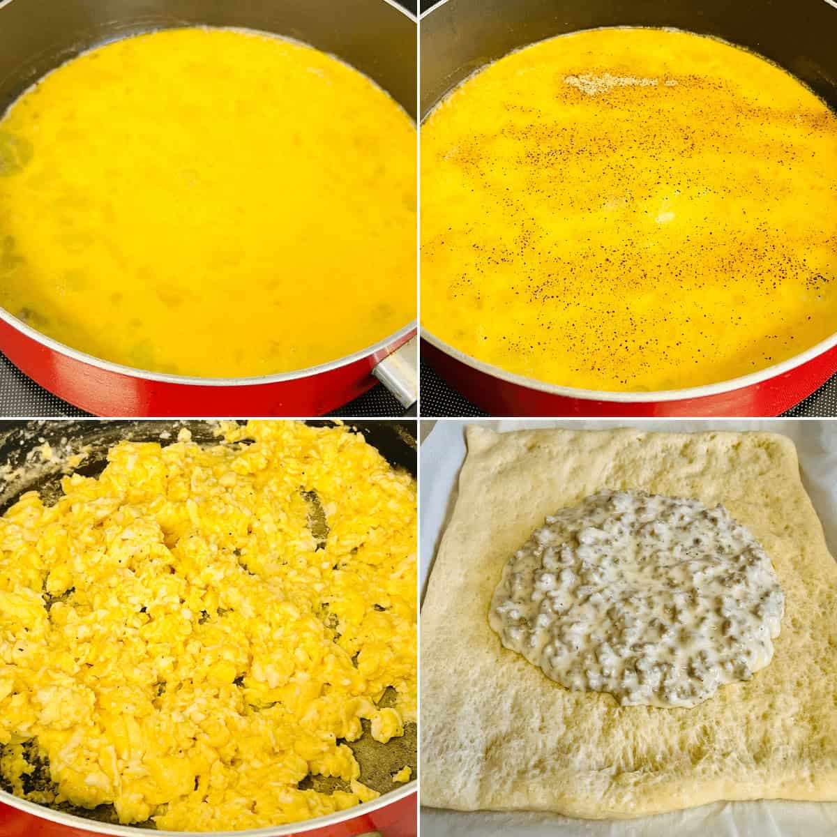 Cooking the eggs for the meal.