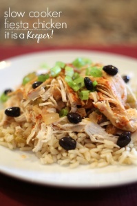Slow Cooker Fiesta Chicken - this easy and healthy crock pot recipe is one of my favorite skinny recipes