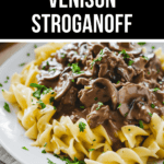 Indulge in the most delicious venison stroganoff.