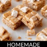 Homemade cinnamon toast crunch bars on a plate.