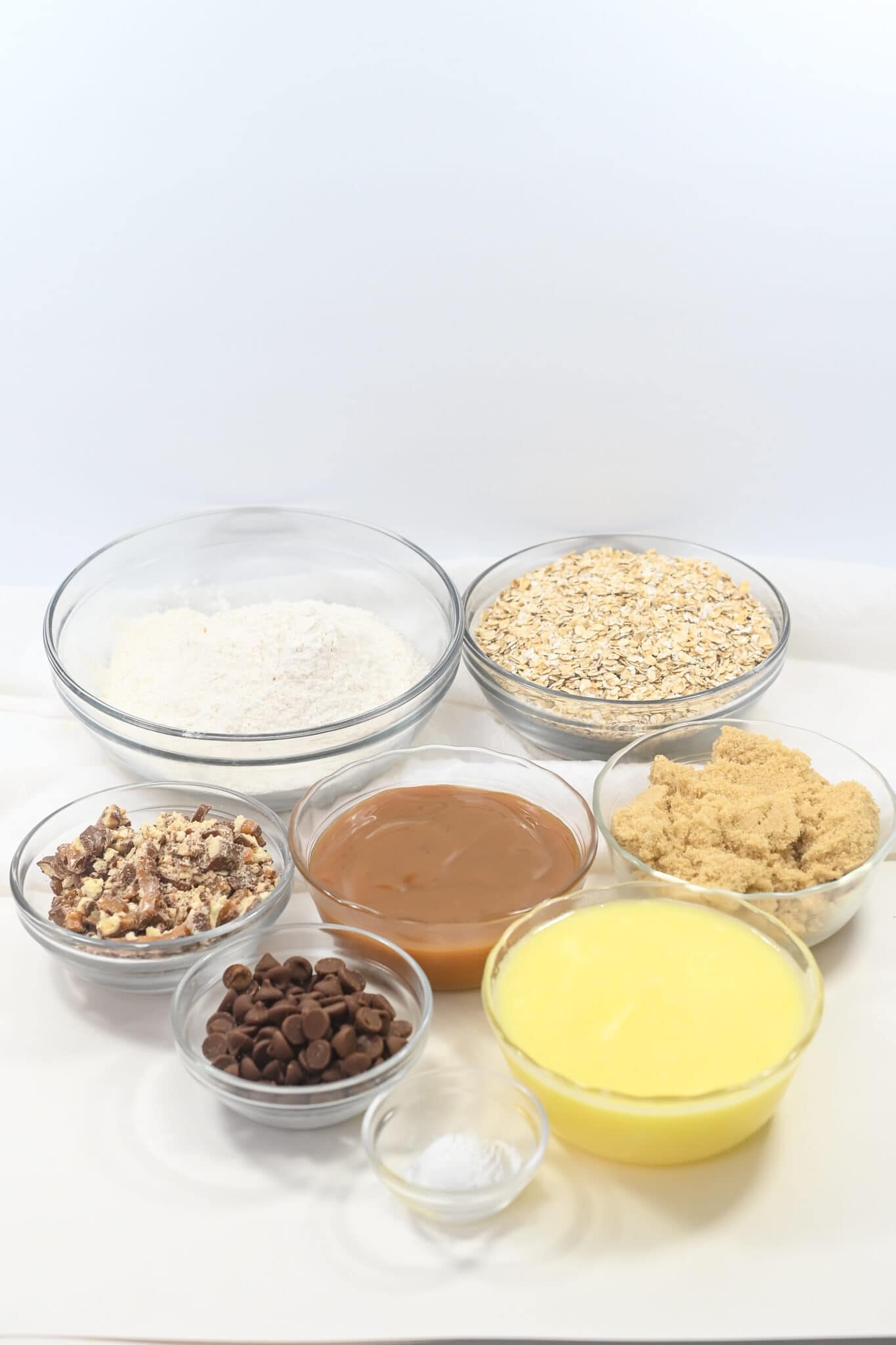 Flour, chips, butter and oats to make the squares.
