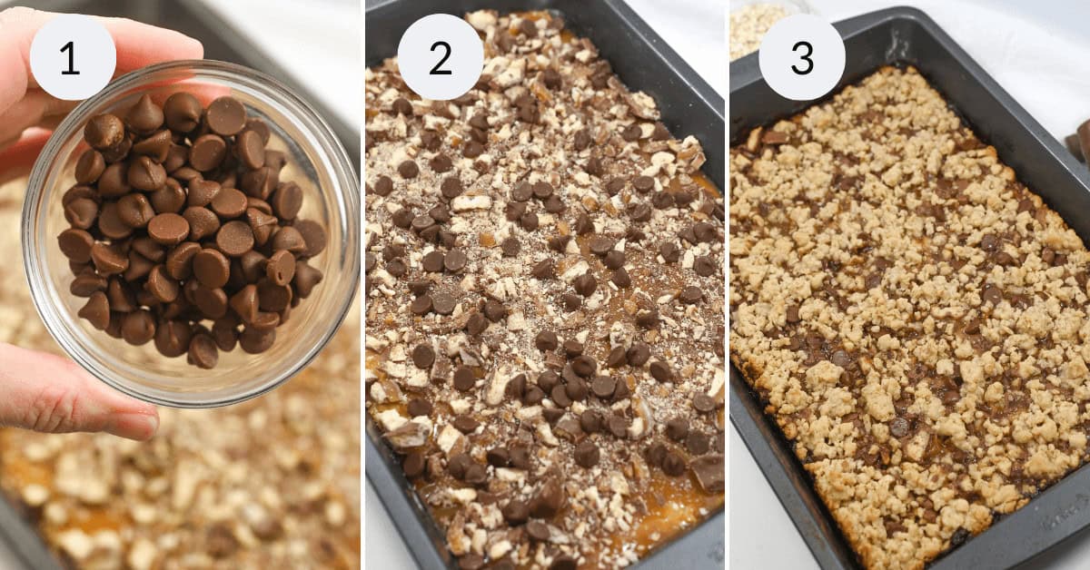 Finishing the parts with chocolate on top.