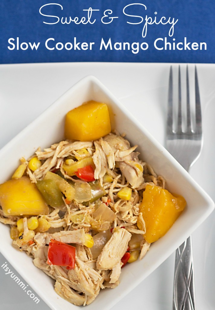 No oven needed! Sweet 'n spicy slow cooker mango chicken from ItsYummi.com {guest post on ItsAKeeper.com}