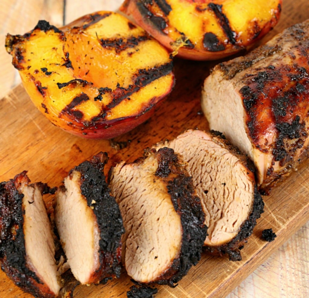 Spicy Pork Loin with Grilled Peaches - it's a keeper