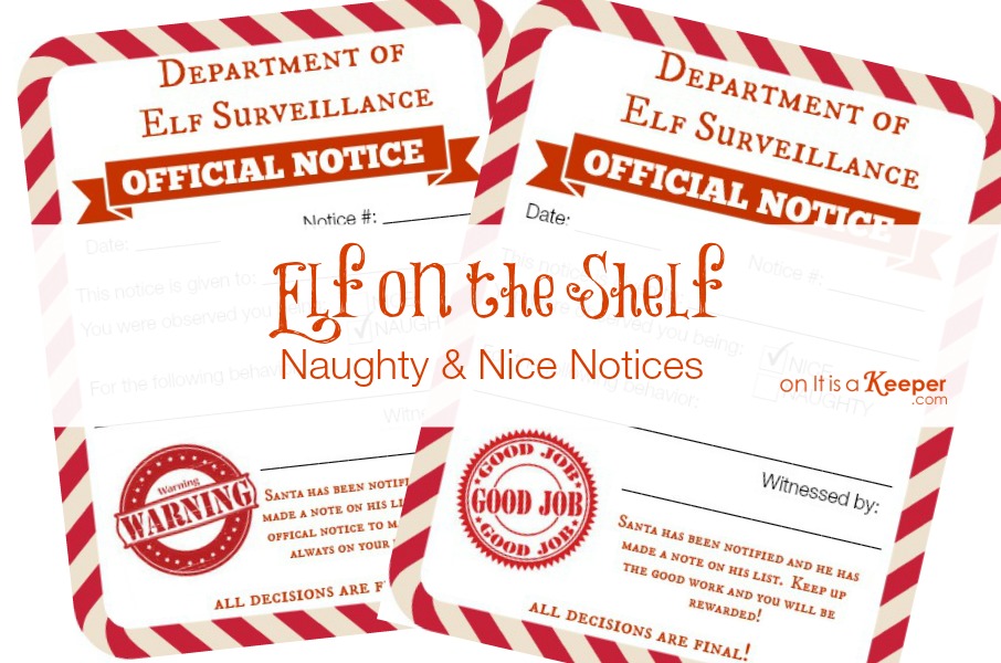 Elf on a Shelf Ideas Naught & Nice Notices - It Is a Keeper 