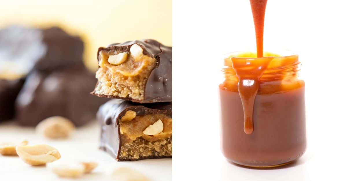 The snickers bar and the caramel sauce.