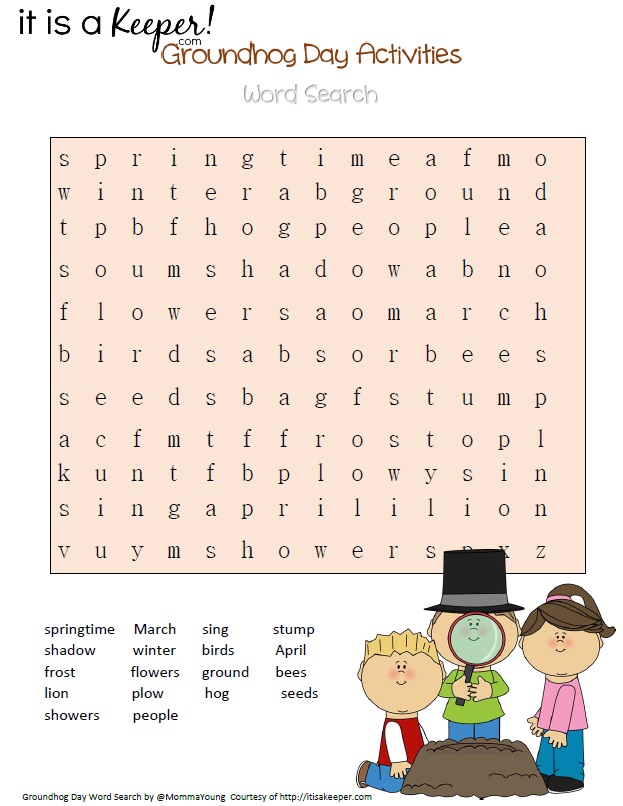 Groundhog Day Printable Activities Word Search