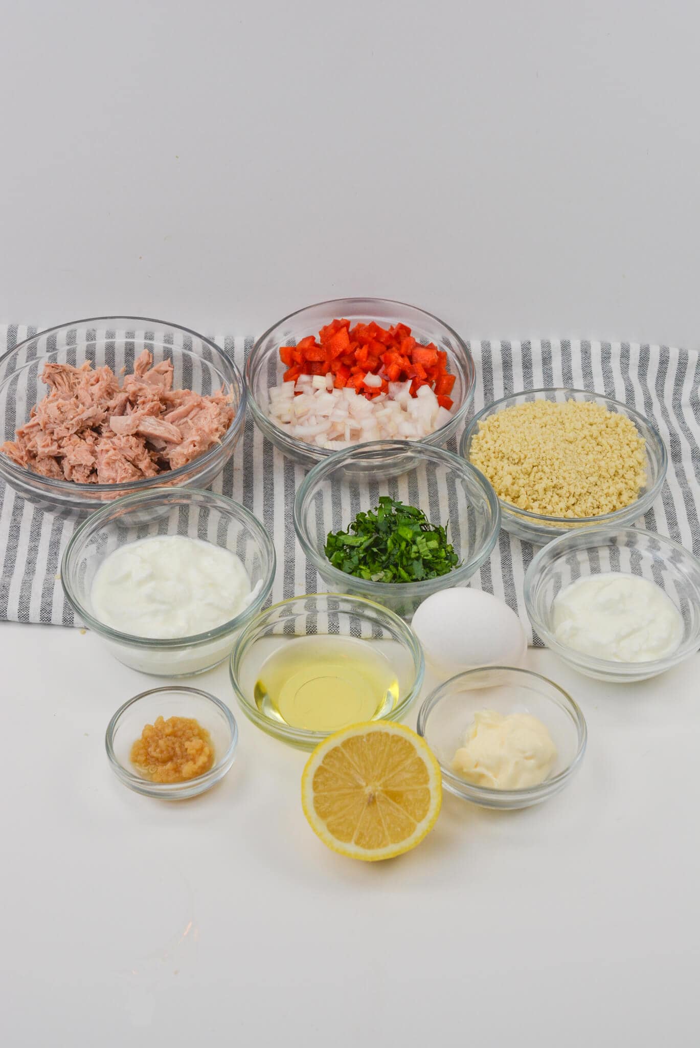 The fish, vegetables, and items for the sauce.