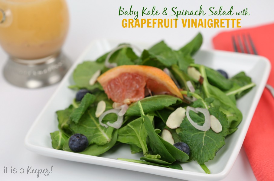 Baby Kale Spinach Salad Grapefruit Vinaigrette - It Is a keeper 