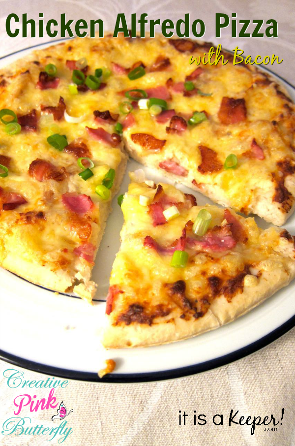 Pizza Recipes: Easy Chicken Alfredo Pizza with Bacon