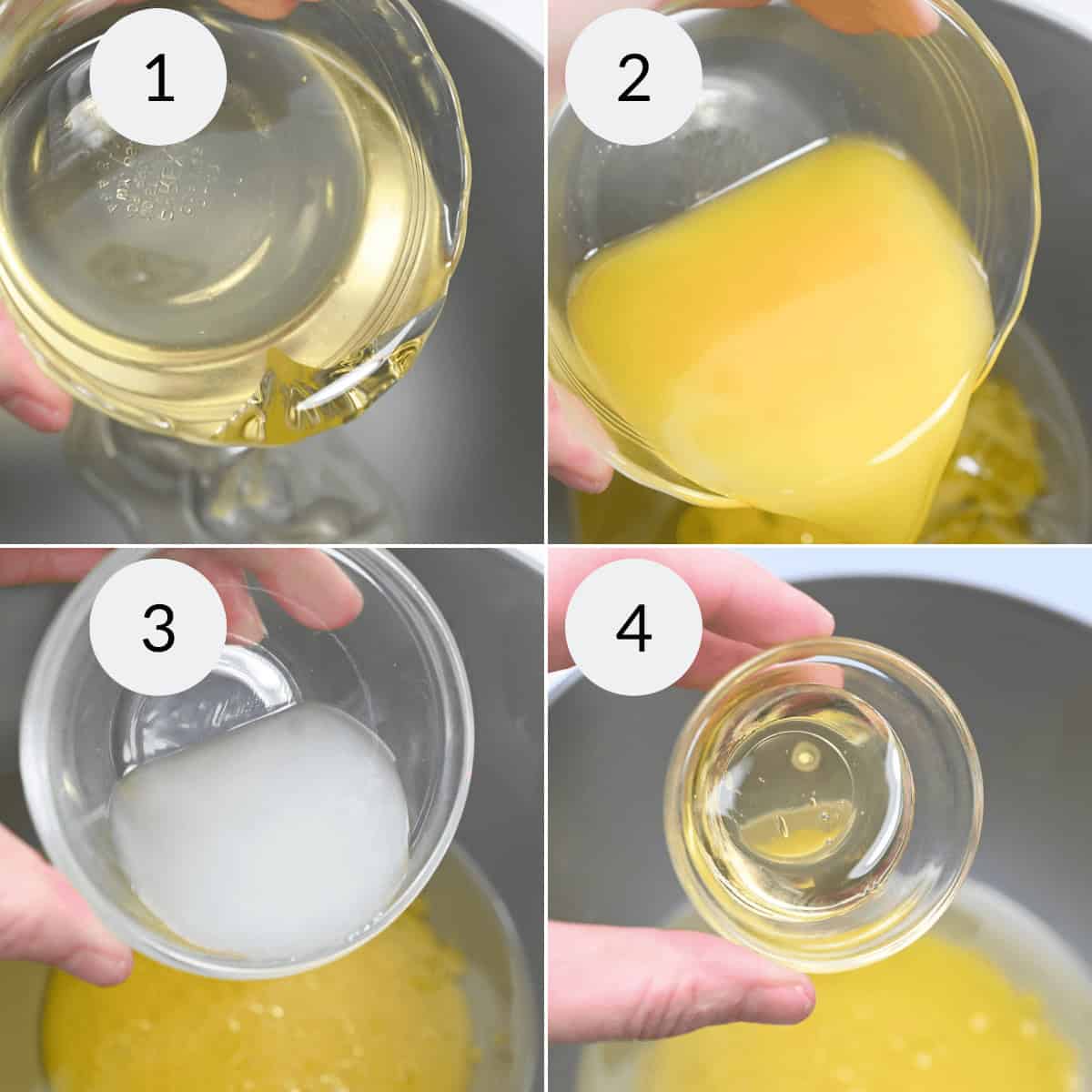 A series of photos showing how to make the dressing.