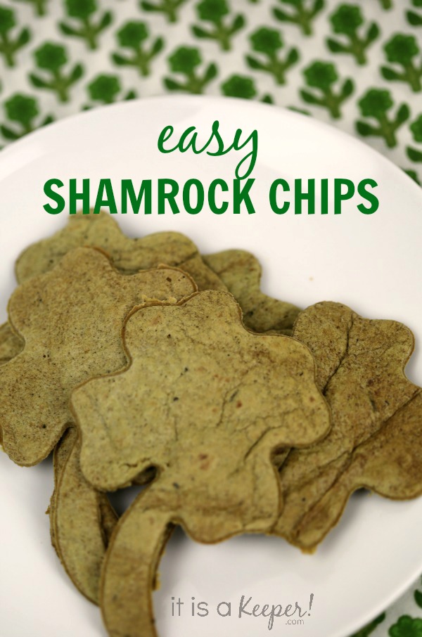 These easy Shamrock Chips are the perfect St. Patricks Day snack. Because they're baked, they are a healthy snack, too! 