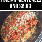 Delicious Italian meatballs simmering in the crock pot with savory sauce.