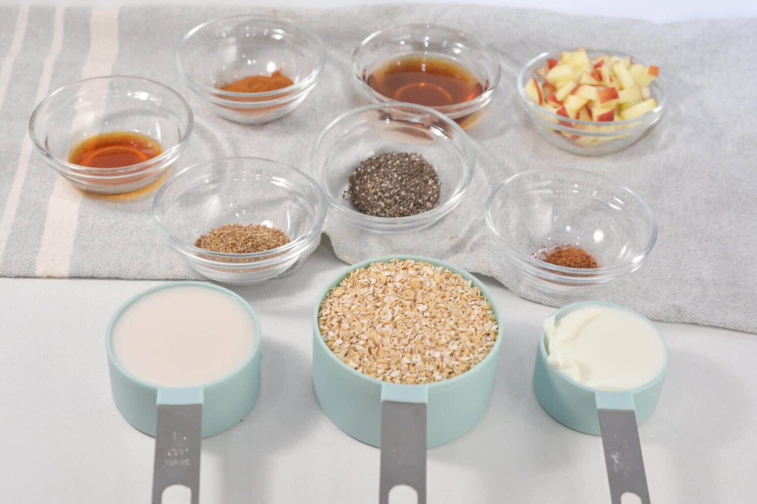 Flour, apples and oats for the dessert.