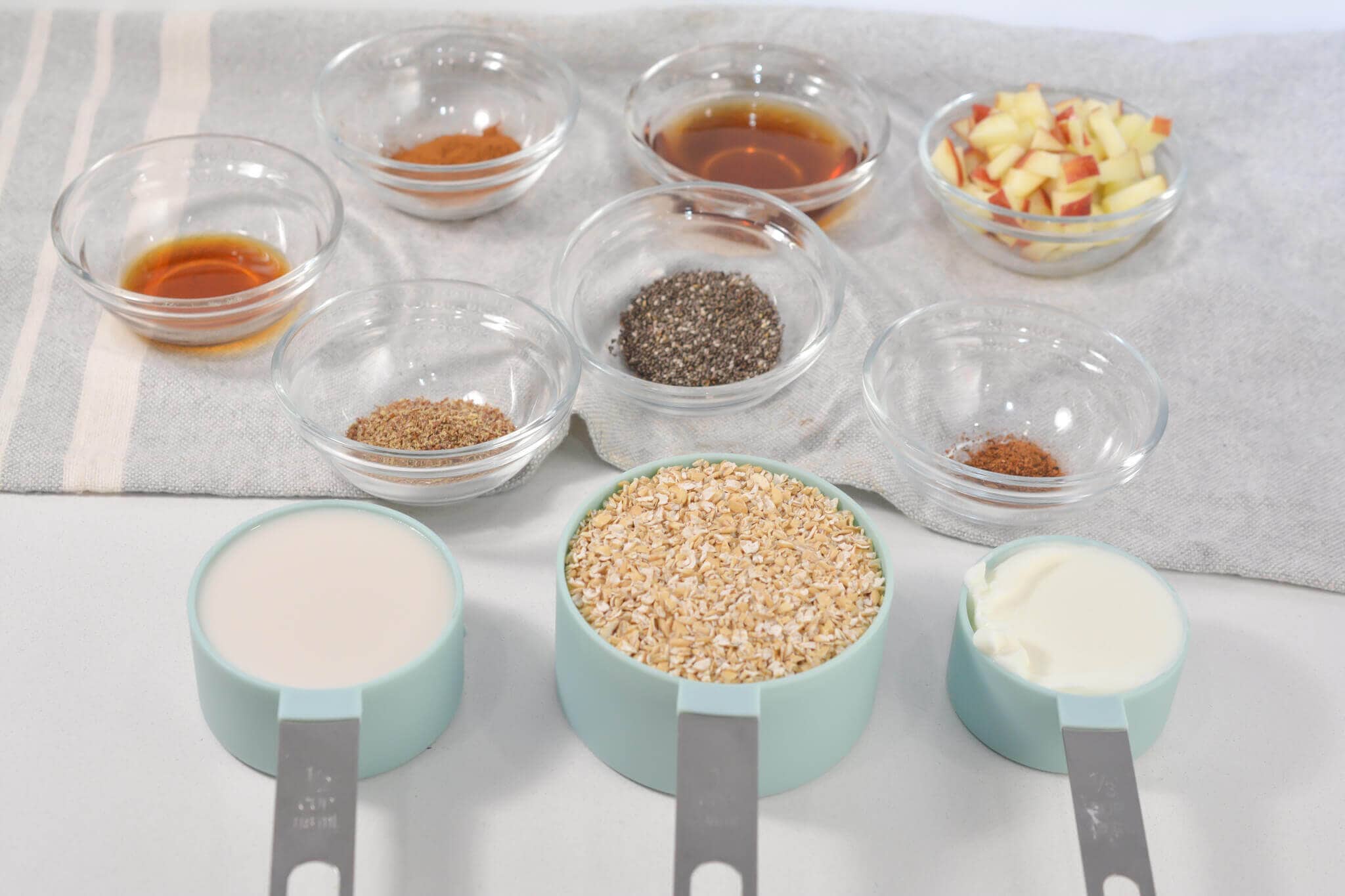 Flour, apples and oats for the dessert.