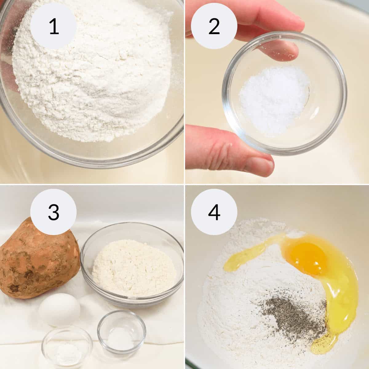 Preparing the ingredients for the gnocchi.