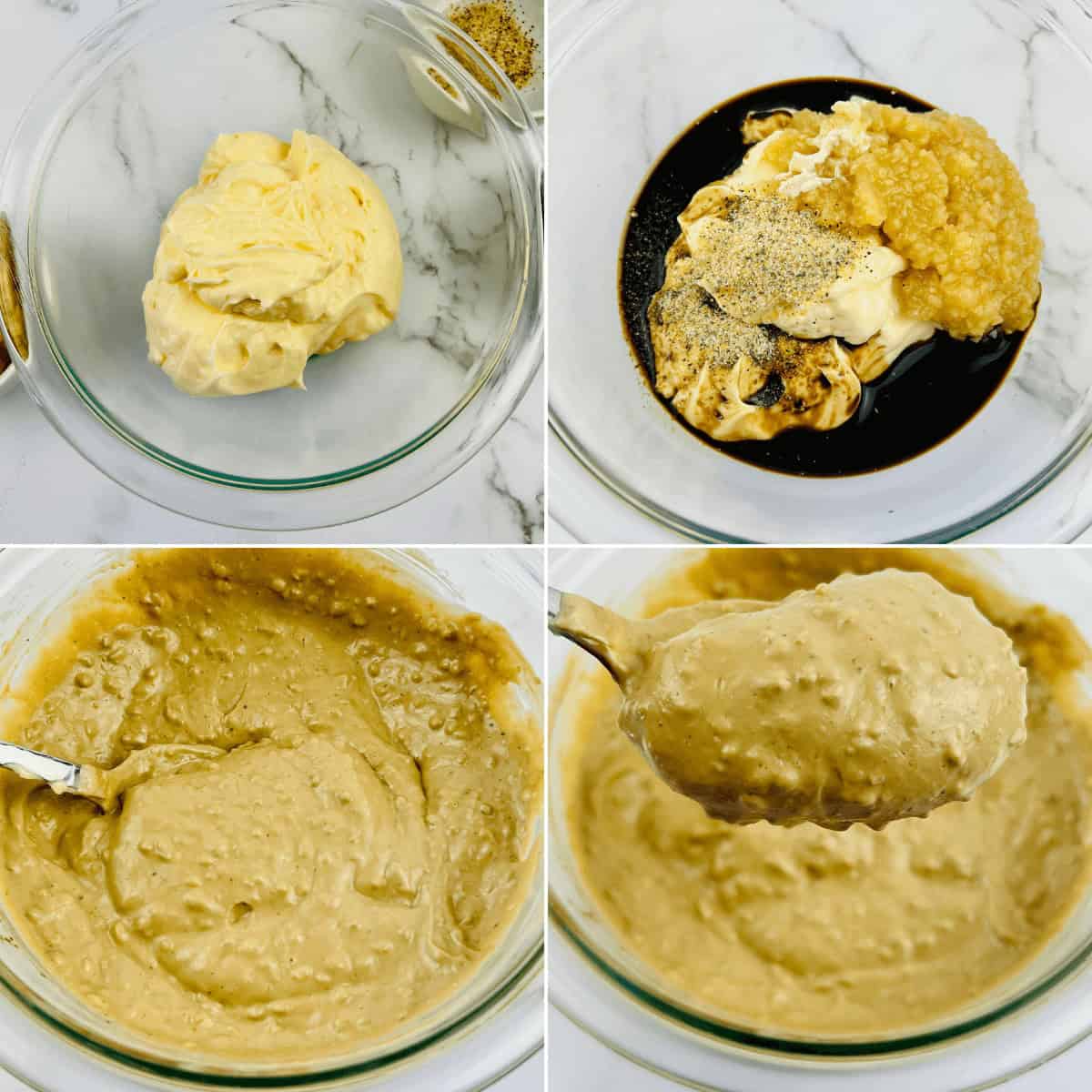 Mixing the ingredients together. 