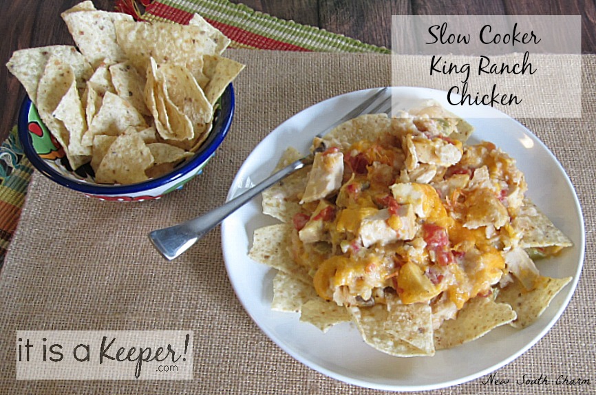 This Slow Cooker King Ranch Chicken is one of the best crock pot recipes for chicken.