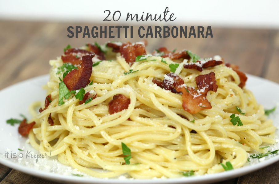 This easy Spaghetti Carbonara is ready in 20 mins and uses only 5 ingredients
