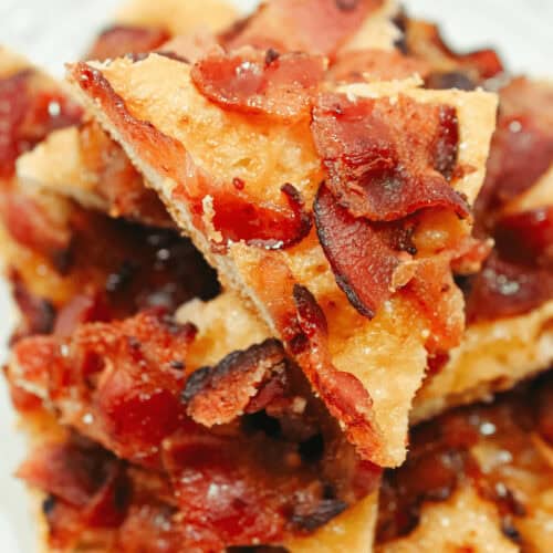 A plate with maple bacon crack on it.