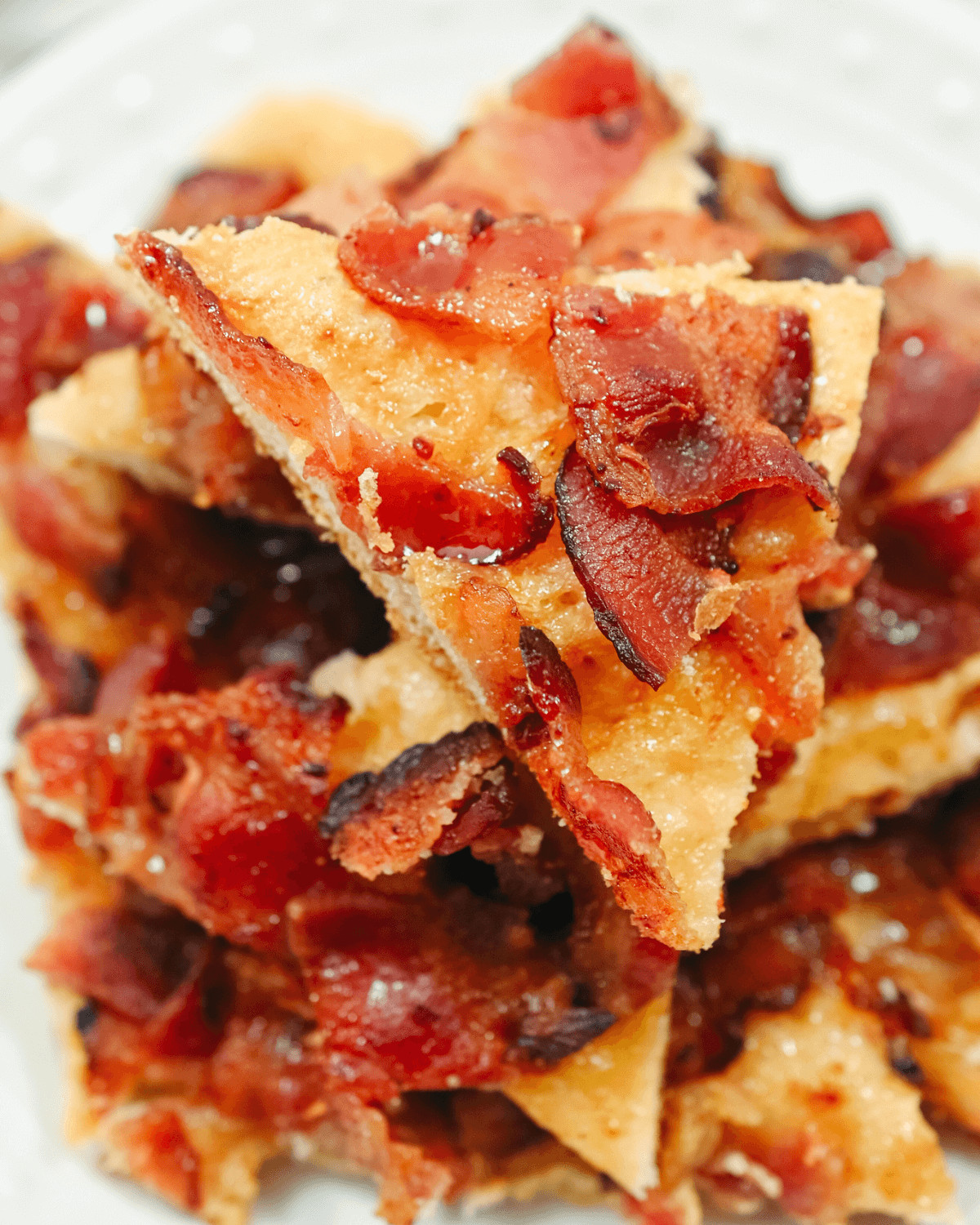 A plate with maple bacon crack on it.