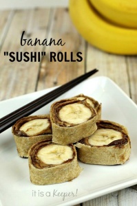 These Banana Sushi Rolls are a playful and fun snack that kids will love