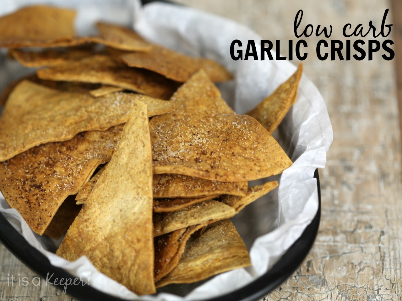 These easy low carb garlic crisps are ready in under 15 minutes