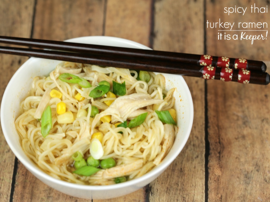 Spicy Thai Turkey Ramen – an easy and delicious soup recipe that's ready in under 15 minutes and uses leftover chicken or turkey