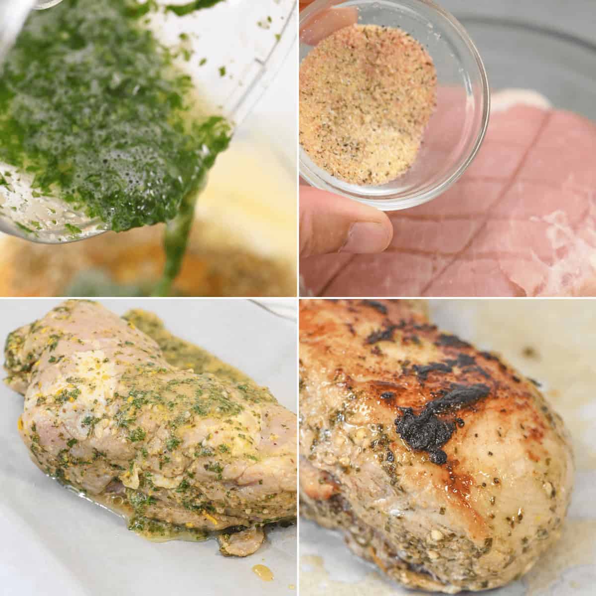 Finishing the pork roast.