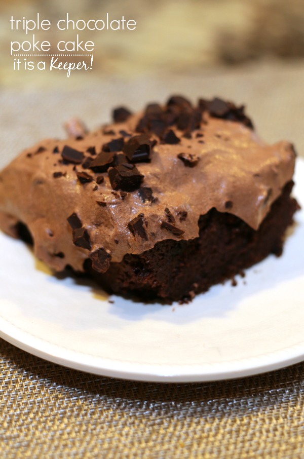 Triple Chocolate Poke Cake - this easy dessert recipe is made for chocoholics 