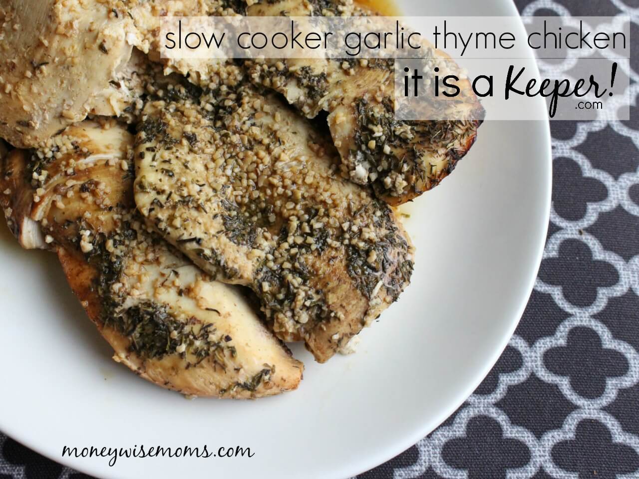 Slow Cooker Garlic Thyme Chicken - this flavorful chicken dish will quickly become one of your favorite easy crock pot recipes for chicken