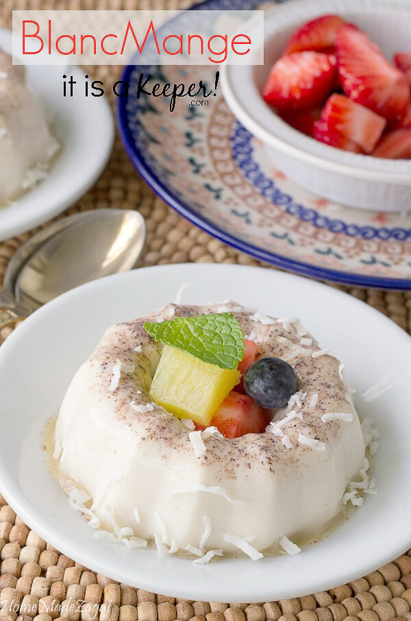 Coconut BlancMange recipe - a Caribbean inspired pudding served with fresh fruit is a decadent spring dessert