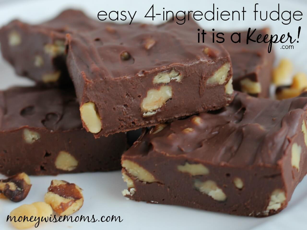 Easy 4 Ingredient Fudge - this easy fudge recipe will satisfy any chocolate craving quickly