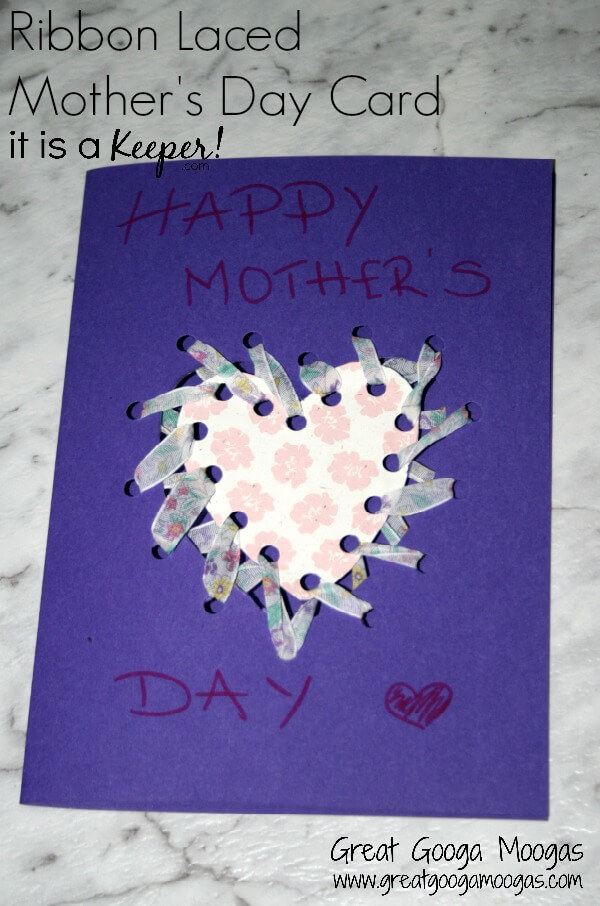 This Ribbon Laced Mother's Day Card is an easy, kid friendly project