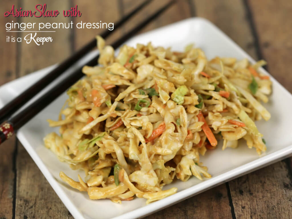 Asian Slaw - This easy coleslaw recipe has a delicious peanut ginger sauce