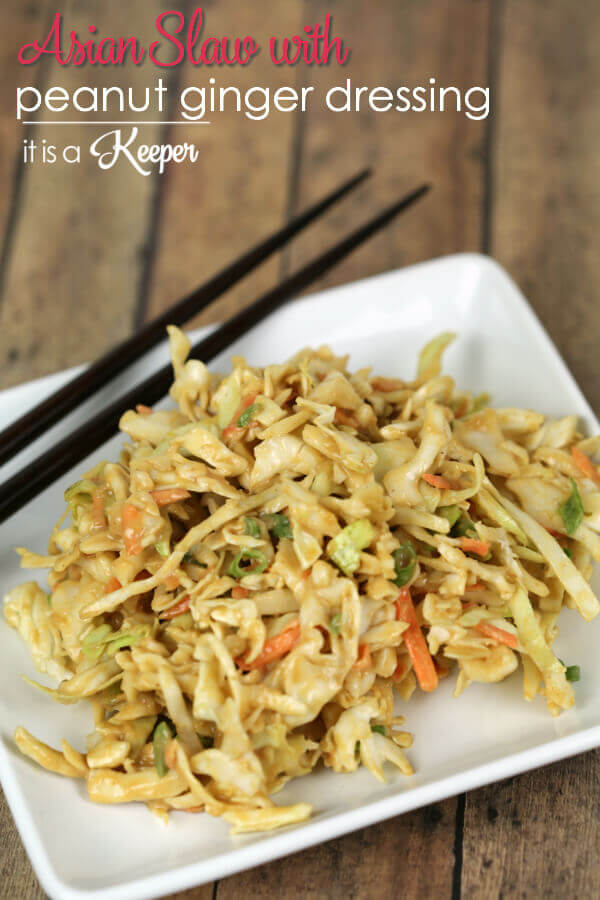 Asian Slaw - This easy coleslaw recipe has a delicious peanut ginger sauce