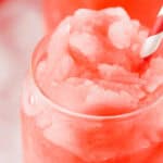 A close up of a mason jar of the drink.