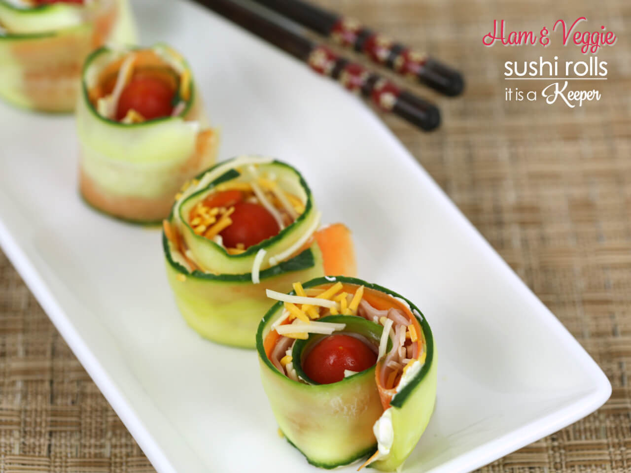 Ham and Veggie Sushi Rolls - these fun sushi inspired rolls are a fun lunchbox idea
